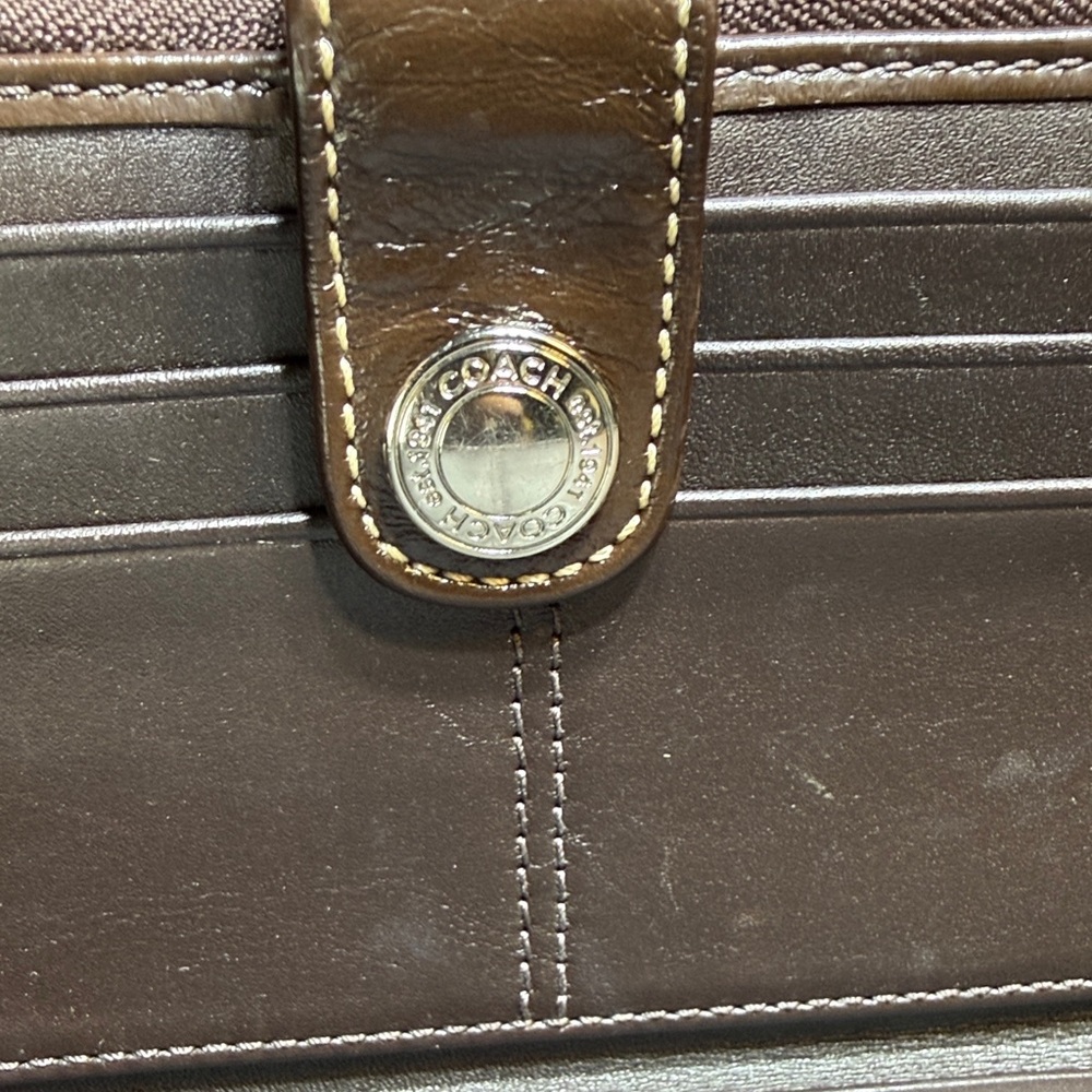 Coach monogram  Brown and Tan bifold Zip Wallet - Picture 9 of 16